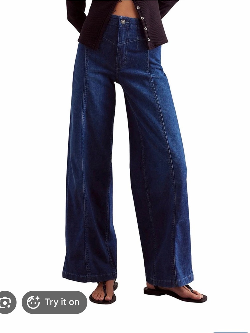 NWT Free People Libre High Rise Wide Leg Stretch Denim Jeans Dark Wash Pants 25 - Picture 1 of 7